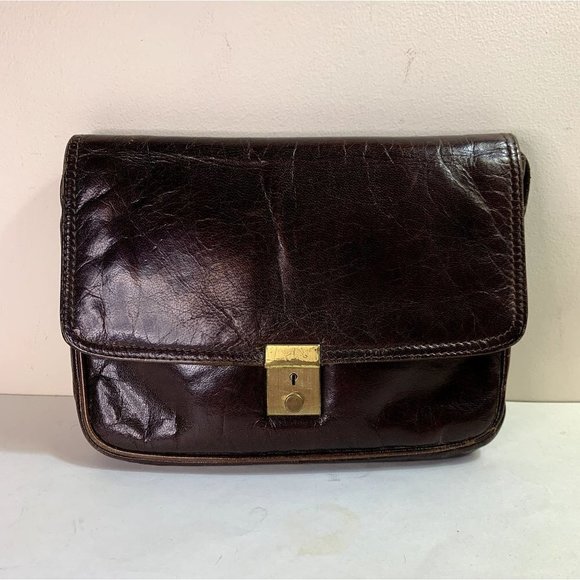 Bottega Veneta Vintage Brown Leather Crossbody Bag 70s